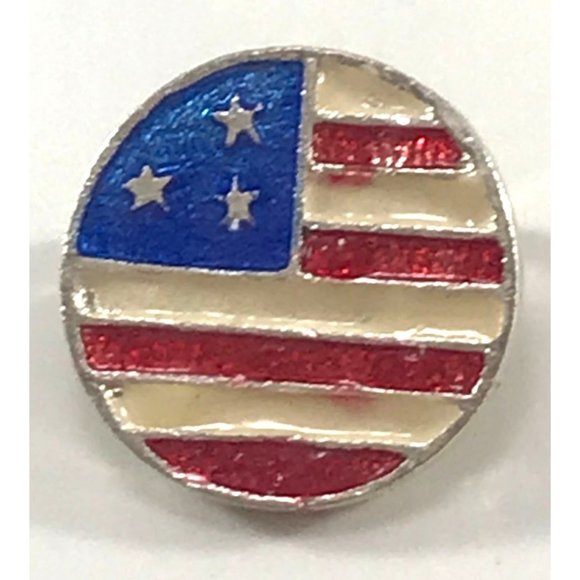 Unbranded Jewelry - Patriotic Silver Tone Metal & Enamel American Flag Circle Brooch Pin